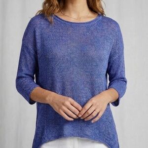 Simons Periwinkle Blue Lightweight Knit Top Summer Sweater Sz Medium High-Low